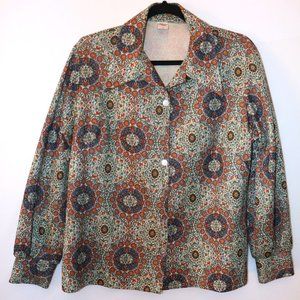 VINTAGE Green Long Sleeve Button Down Mens Shirt